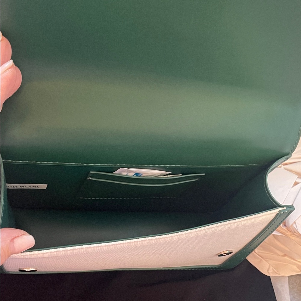 NWOT Jessica Moore Cream & Green Crossbody Bag - Picture 6 of 9